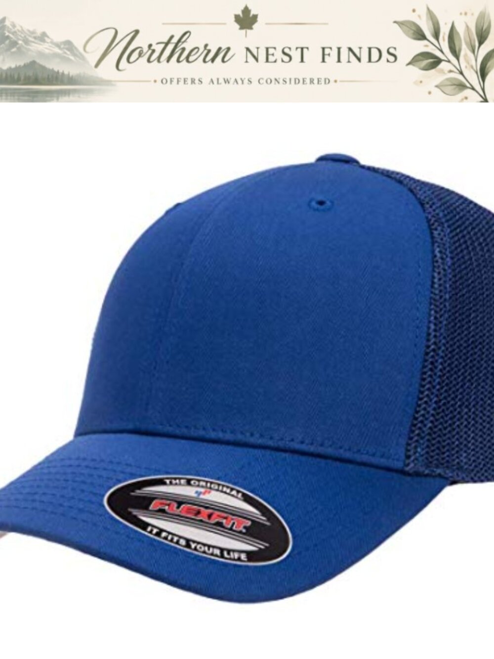 Flexfit Mesh Fitted Trucker Cap Structured Front Panel Permacurv Visor